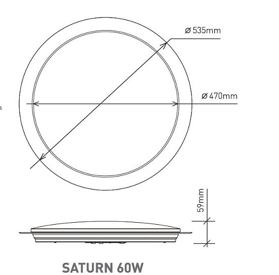  Управляемый светодиодный светильник SATURN 60W R-555-SHINY-220V-IP44 (новый размер)