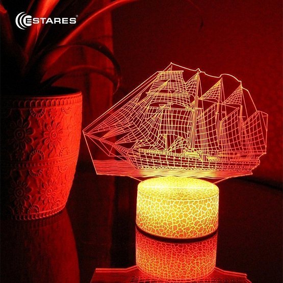 Светодиодный светильник, ночник OKKO RGB 3D "ПАРУСНЫЙ КОРАБЛЬ"